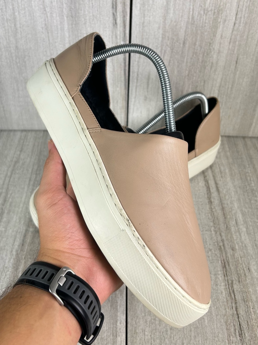 Rebecca Minkoff Nude Platform Slip-On Leather Sneakers Shoes Womens Size 9.5